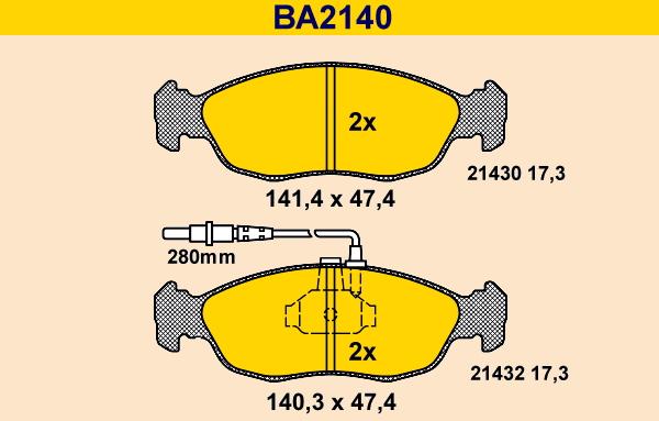 Barum BA2140 - Brake Pad Set, disc brake autospares.lv