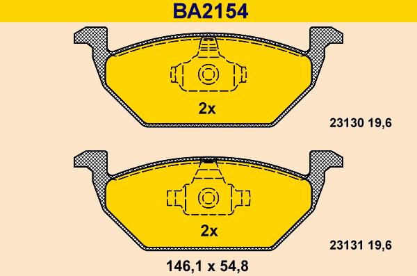 Barum BA2154 - Brake Pad Set, disc brake autospares.lv