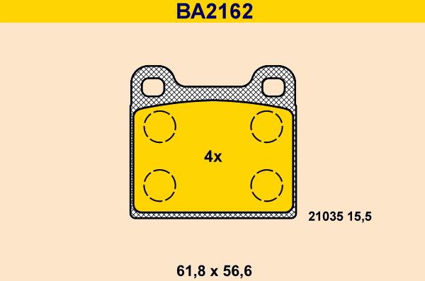 Barum BA2162 - Brake Pad Set, disc brake autospares.lv