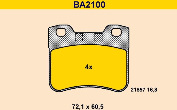 Barum BA2100 - Brake Pad Set, disc brake autospares.lv