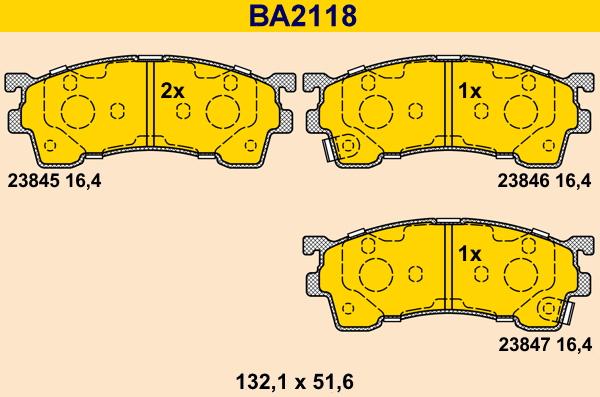 Barum BA2118 - Brake Pad Set, disc brake autospares.lv