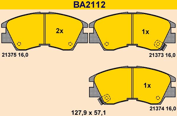 Barum BA2112 - Brake Pad Set, disc brake autospares.lv