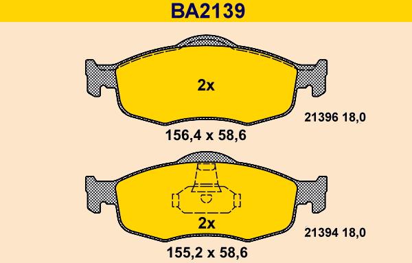 Barum BA2139 - Brake Pad Set, disc brake autospares.lv