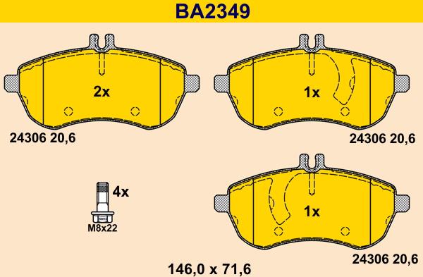 Barum BA2349 - Brake Pad Set, disc brake autospares.lv