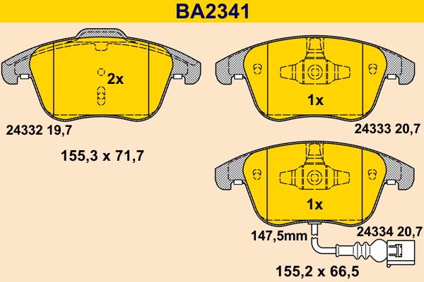 Barum BA2341 - Brake Pad Set, disc brake autospares.lv