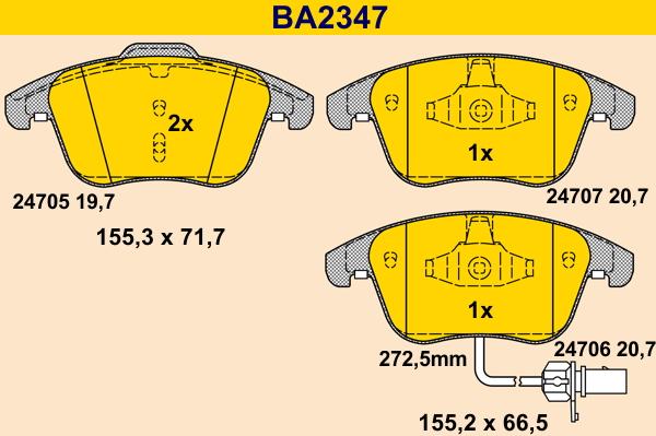 Barum BA2347 - Brake Pad Set, disc brake autospares.lv