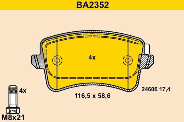 Barum BA2352 - Brake Pad Set, disc brake autospares.lv