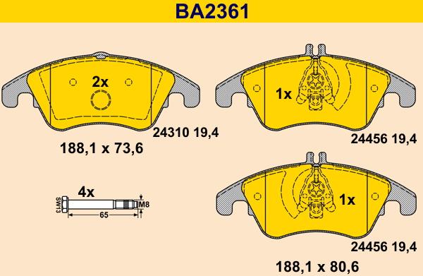 Barum BA2361 - Brake Pad Set, disc brake autospares.lv