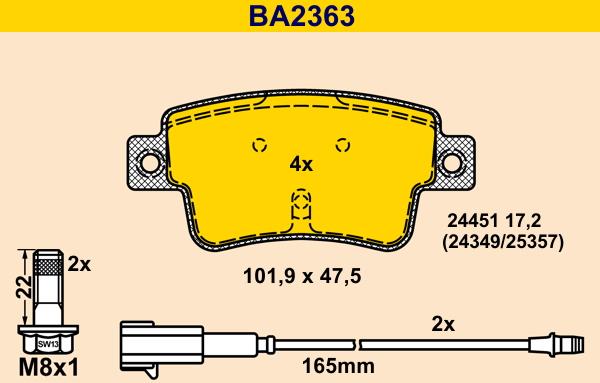 Barum BA2363 - Brake Pad Set, disc brake autospares.lv