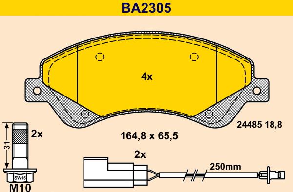 Barum BA2305 - Brake Pad Set, disc brake autospares.lv