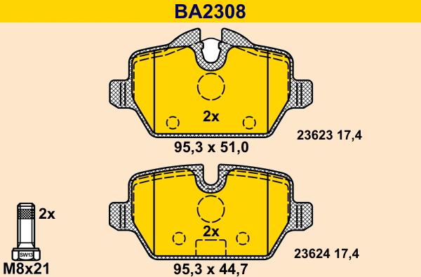 Barum BA2308 - Brake Pad Set, disc brake autospares.lv