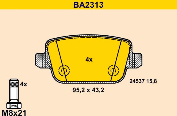 Barum BA2313 - Brake Pad Set, disc brake autospares.lv