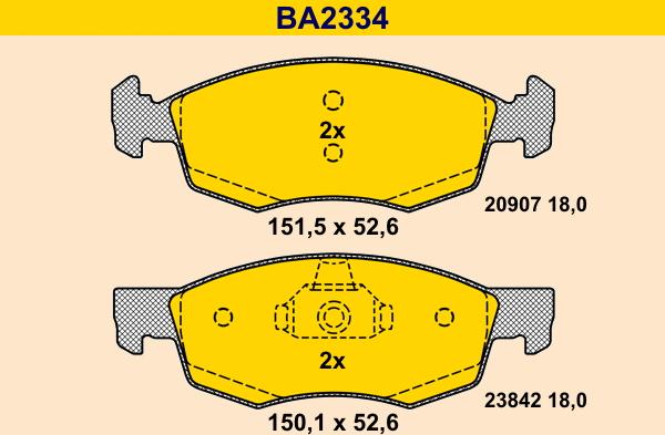 Barum BA2334 - Brake Pad Set, disc brake autospares.lv