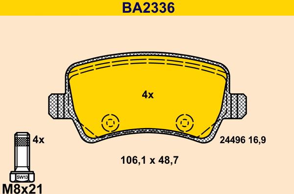 Barum BA2336 - Brake Pad Set, disc brake autospares.lv