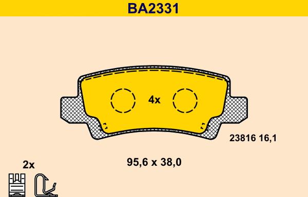 Barum BA2331 - Brake Pad Set, disc brake autospares.lv