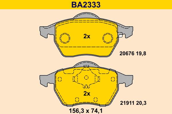 Barum BA2333 - Brake Pad Set, disc brake autospares.lv