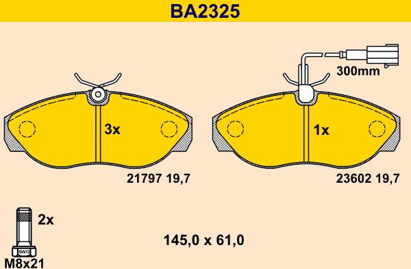 Barum BA2325 - Brake Pad Set, disc brake autospares.lv