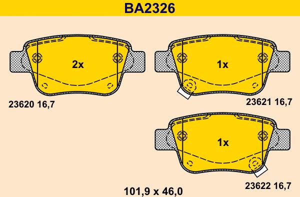 Barum BA2326 - Brake Pad Set, disc brake autospares.lv