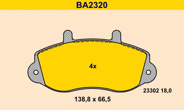 Barum BA2320 - Brake Pad Set, disc brake autospares.lv