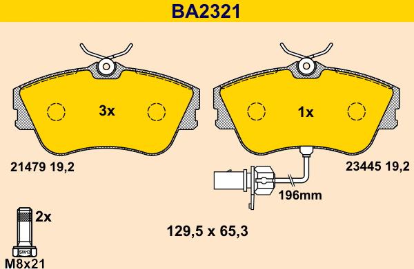 Barum BA2321 - Brake Pad Set, disc brake autospares.lv