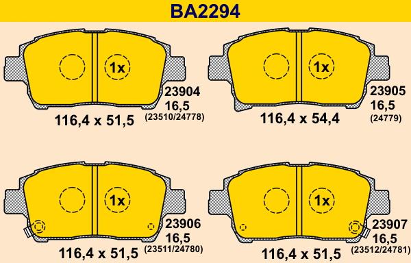 Barum BA2294 - Brake Pad Set, disc brake autospares.lv