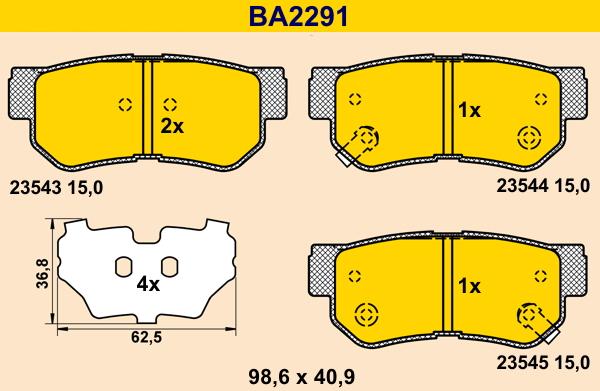 Barum BA2291 - Brake Pad Set, disc brake autospares.lv