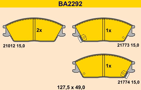 Barum BA2292 - Brake Pad Set, disc brake autospares.lv