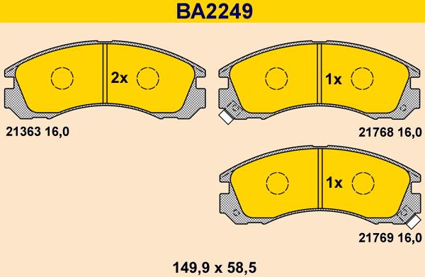 Barum BA2249 - Brake Pad Set, disc brake autospares.lv