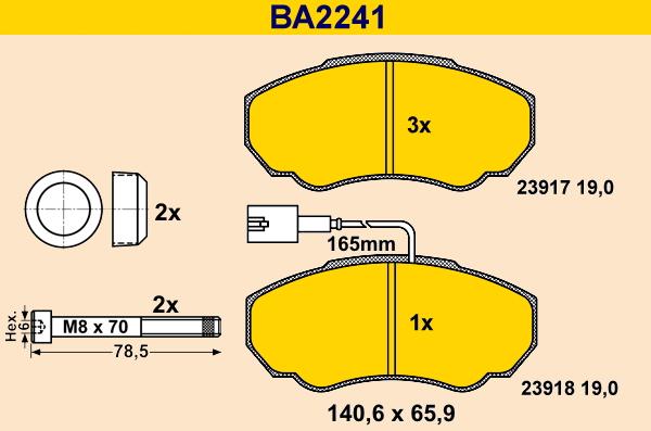 Barum BA2241 - Brake Pad Set, disc brake autospares.lv