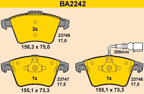 Barum BA2242 - Brake Pad Set, disc brake autospares.lv