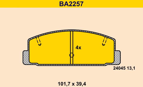 Barum BA2257 - Brake Pad Set, disc brake autospares.lv