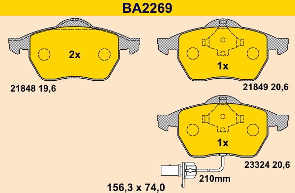 Barum BA2269 - Brake Pad Set, disc brake autospares.lv