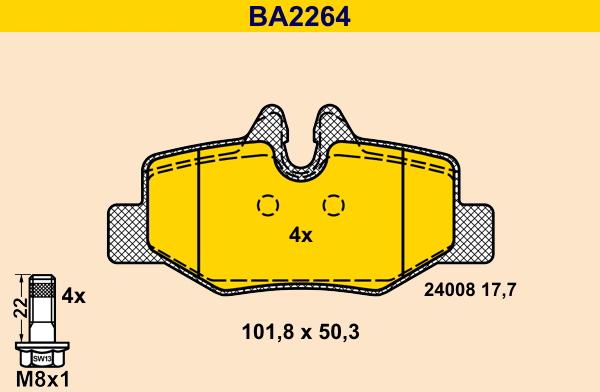 Barum BA2264 - Brake Pad Set, disc brake autospares.lv