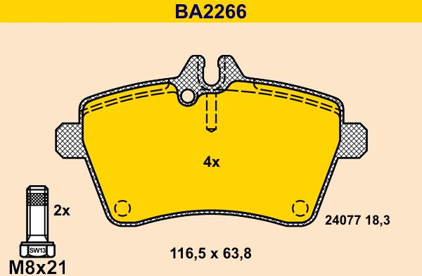 Barum BA2266 - Brake Pad Set, disc brake autospares.lv