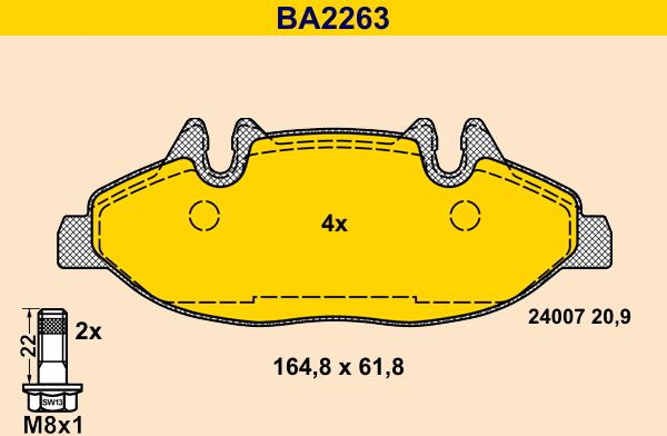 Barum BA2263 - Brake Pad Set, disc brake autospares.lv