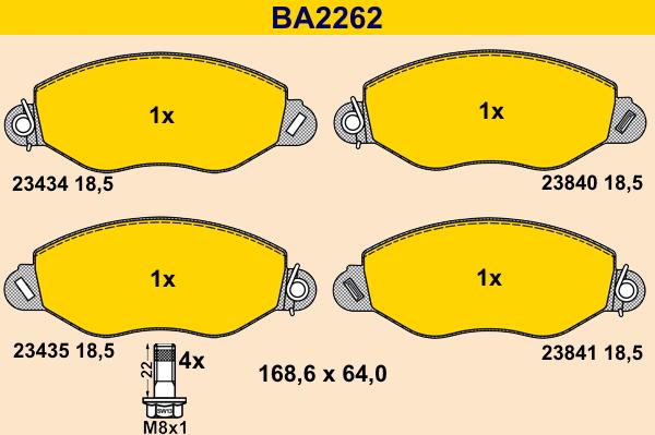 Barum BA2262 - Brake Pad Set, disc brake autospares.lv