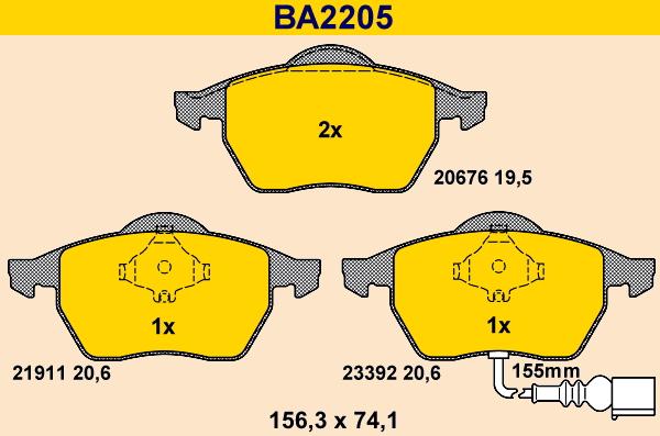 Barum BA2205 - Brake Pad Set, disc brake autospares.lv
