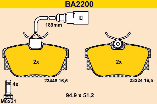 Barum BA2200 - Brake Pad Set, disc brake autospares.lv