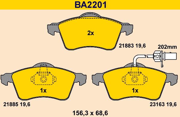 Barum BA2201 - Brake Pad Set, disc brake autospares.lv