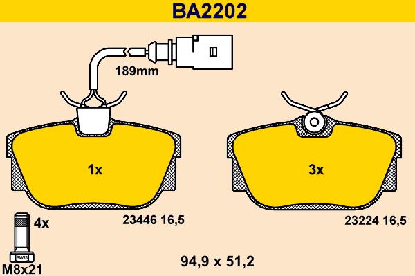 Barum BA2202 - Brake Pad Set, disc brake autospares.lv