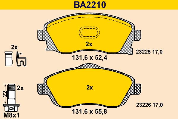 Barum BA2210 - Brake Pad Set, disc brake autospares.lv