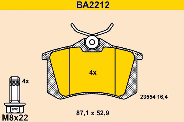 Barum BA2212 - Brake Pad Set, disc brake autospares.lv