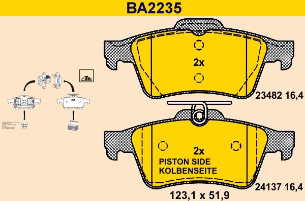 Barum BA2235 - Brake Pad Set, disc brake autospares.lv