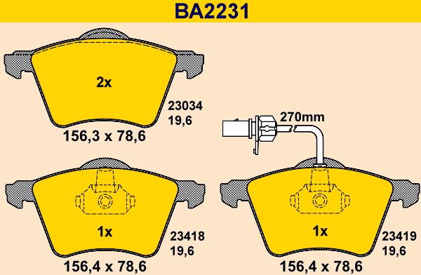 Barum BA2231 - Brake Pad Set, disc brake autospares.lv