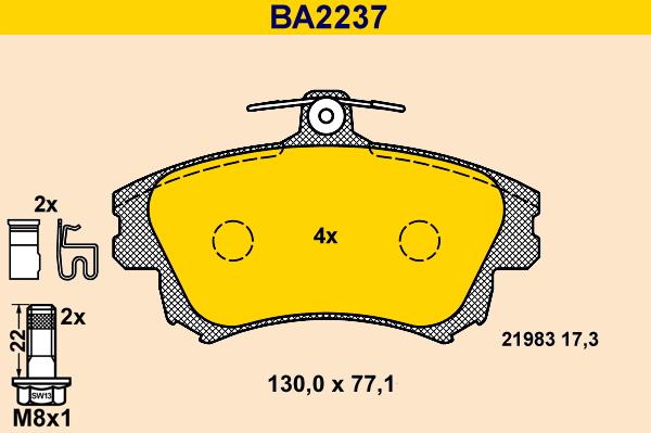 Barum BA2237 - Brake Pad Set, disc brake autospares.lv