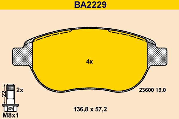 Barum BA2229 - Brake Pad Set, disc brake autospares.lv