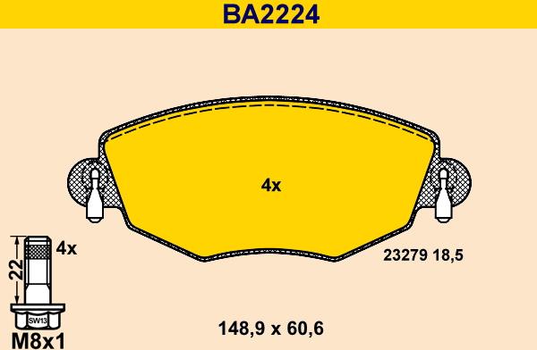 Barum BA2224 - Brake Pad Set, disc brake autospares.lv
