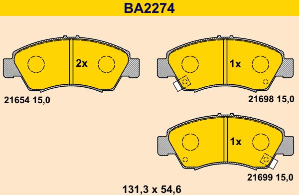 Barum BA2274 - Brake Pad Set, disc brake autospares.lv