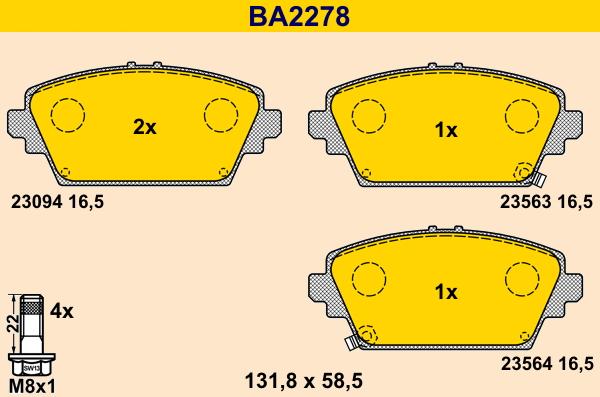 Barum BA2278 - Brake Pad Set, disc brake autospares.lv