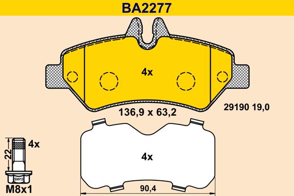 Barum BA2277 - Brake Pad Set, disc brake autospares.lv